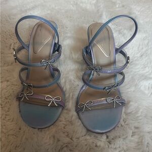 Call It Spring Blue Strappy Sandals with Silver Accents